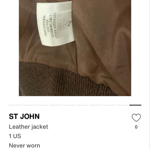 St. John Lambskin Brown Leather Jacket-Never Worn New without Tags - Picture 8 of 8